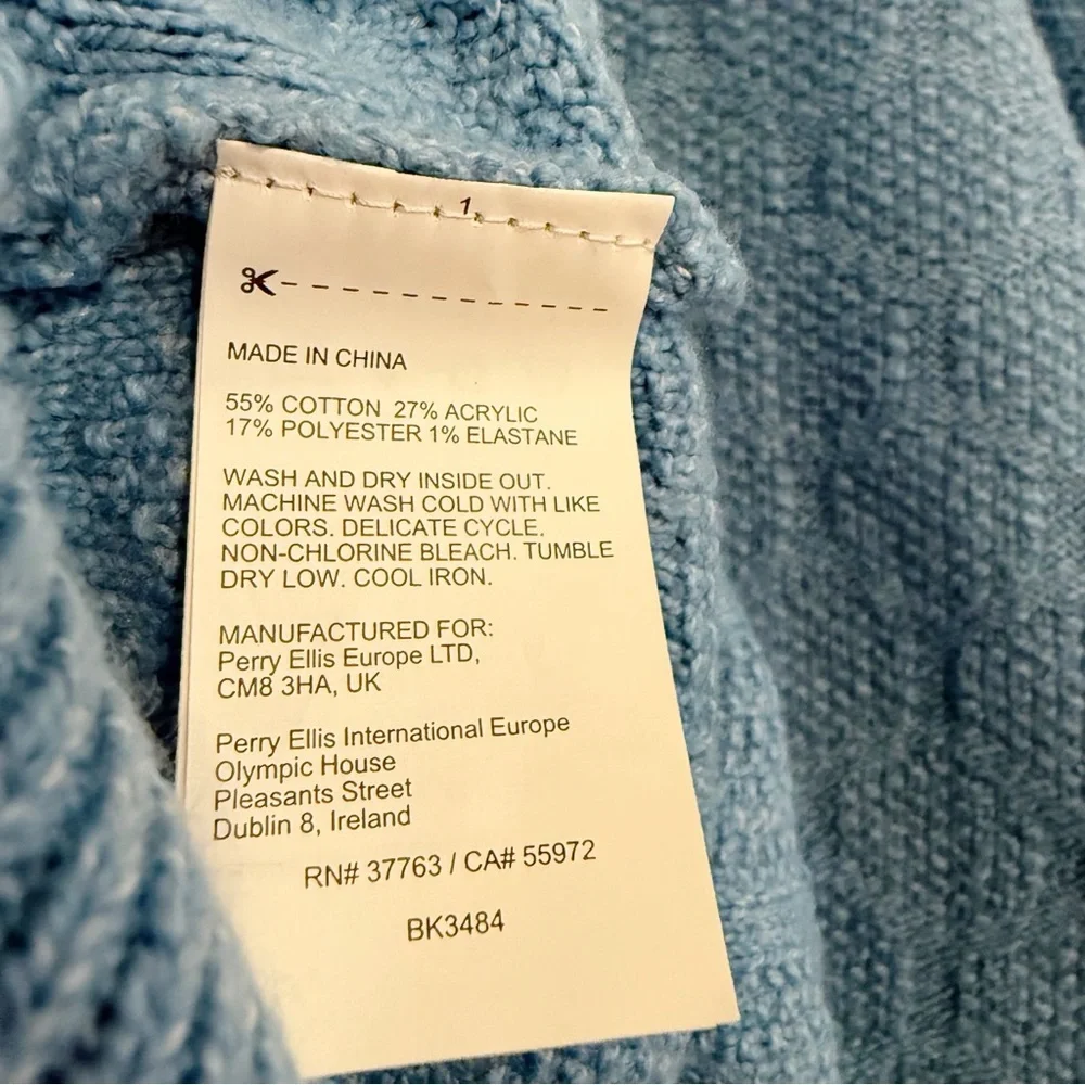 Southern Proper Sweater 1/4 Zip Blissful Blue Textured Knit Pullover Size 2XL